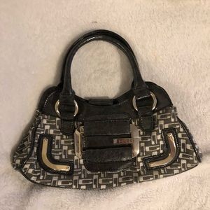 Small Guess handbag, black, gray, silver